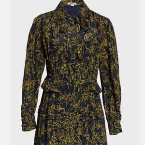 NWT Jason Wu Floral Print Collared LS Peplum Shirtdress Sz 10 (MSP $745)